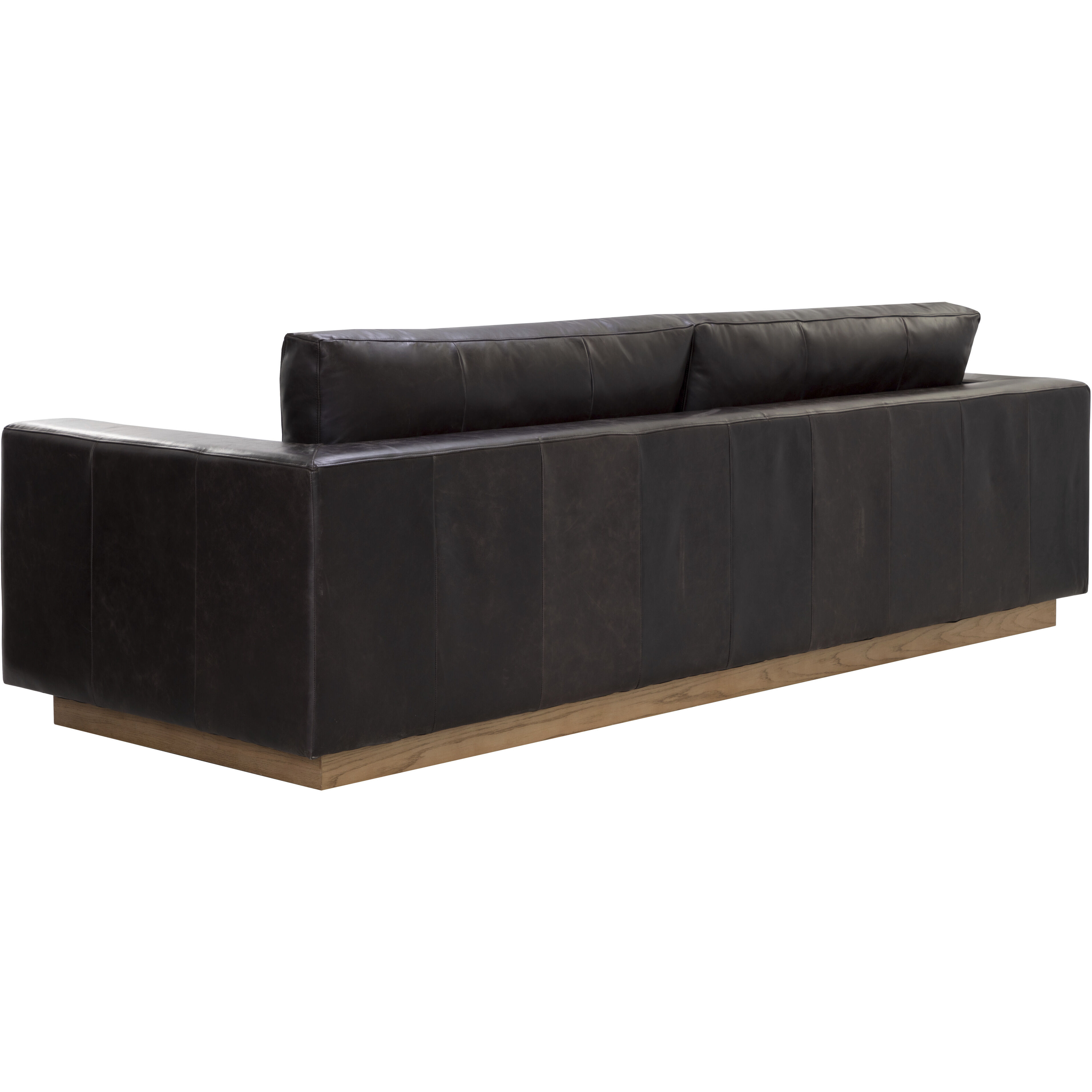 Anakin Light Oak / Tuscany Warm Black Leather Sofa